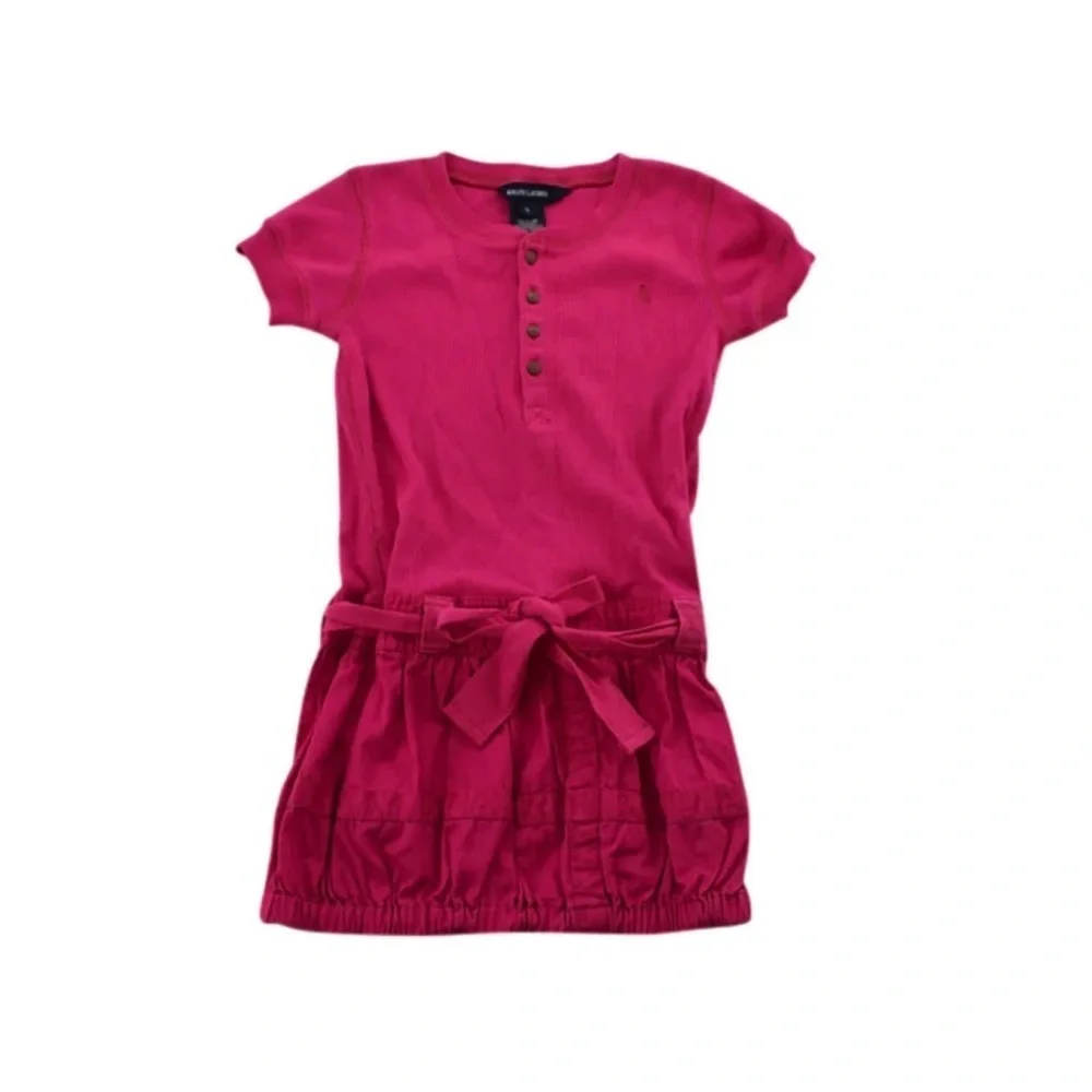 Ralph Lauren Girls Tie Waist Cargo Dress in Pink Size 2T